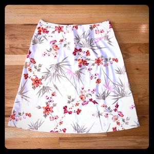 Floral Cotton Skirt Sz 8 Off White Cotton